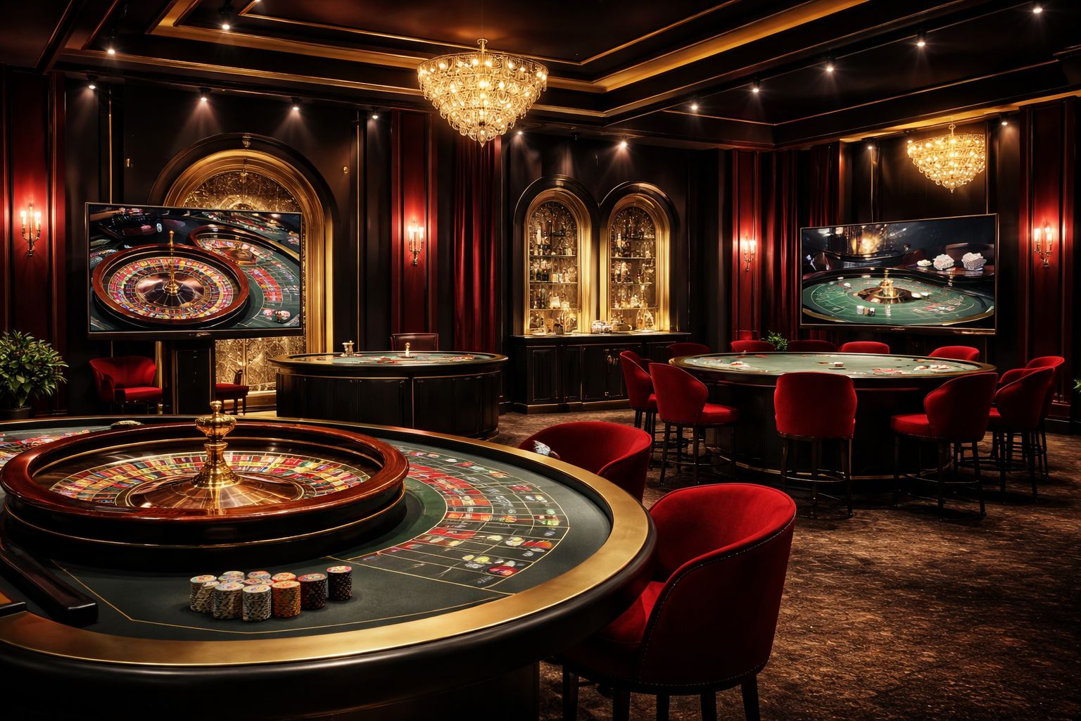 Interfaz pulida de estudio de casino en vivo en XBIMX con cartas, rueda de ruleta y ambiente de juego en tiempo real.